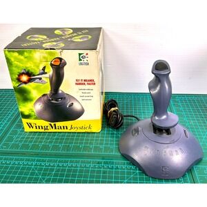 Vintage Logitech WingMan Flight Joystick Model 3001 PC Gameport With Box Gray